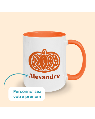 Mug couleur citrouille prénom