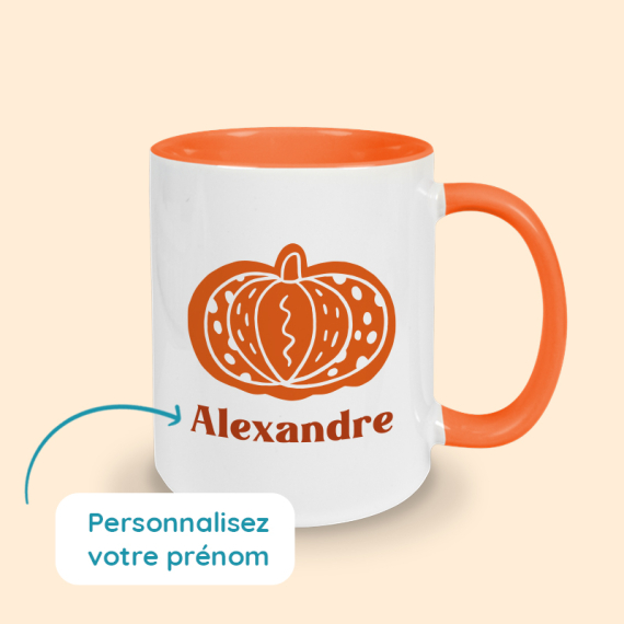 Mug couleur citrouille prénom