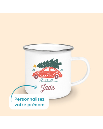 mug émaillé sapin personnalisé