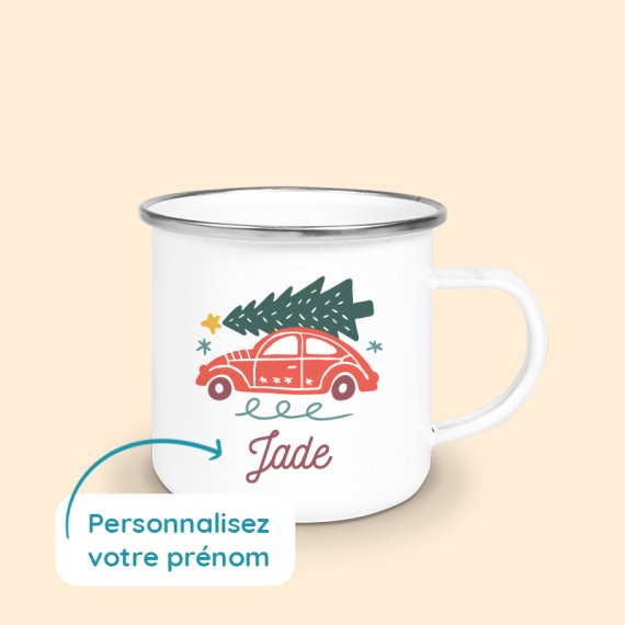 mug émaillé sapin personnalisé